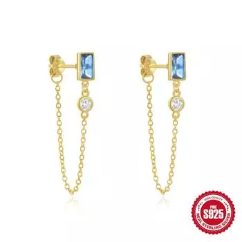 Love Earrings S925 Silver Sweet And Cute Simple Light Luxury Niche Fringed Sapphire Women S Long Temperament Earrings 925 Silver