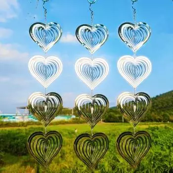 Love Heart Wind Spinner Bird Reflector Highly Reflective Indoor Outdoor Garden Yard