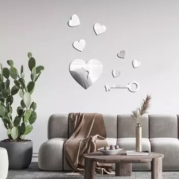 Love lock mirror wall sticker acrylic three-dimensional decoration room bedroom living room wall background wall JM3153-Silver