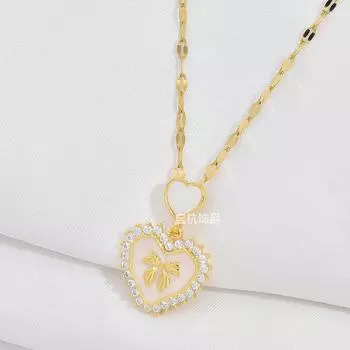 Love Necklace Women S Design Simple And Sweet Versatile Diamond-Encrusted Heart Pendant Jewelry
