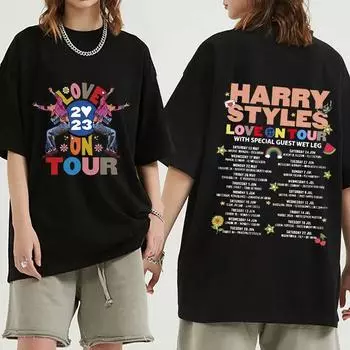 Love on Tour Concert 2023 Футболки с рисунком Унисекс Женская модная футболка с коротким рукавом Летняя хлопковая футболка большого размера Y2k Уличная одежда L