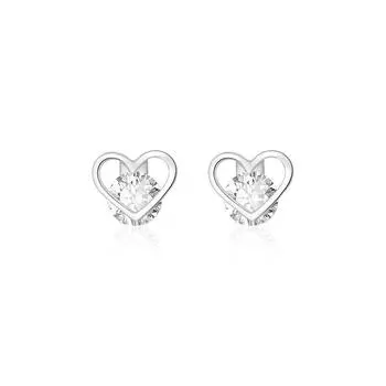 Love Stud Earrings Women s Light Luxury Niche Design Sense Shiny Zircon Earrings Students Exquisite Small Heart Earrings