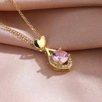 Love Water Drop Necklace Female Versatile Temperament Slightly Set With Diamonds, Collarbone Chain With Jewelry
