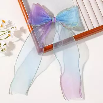 LOVEKIKI 9inch Bow Womens Gradient Long Tassel Ponytail Hair Clip Girls Delicate Party Ceremony Headwear Dress Up Hairgripes