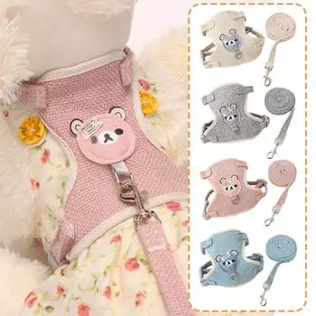 Lovely Small Pet Vest Chest Strap Dog Leash Traction Supply Vest Harness Walking Personalised Pet Harness Dog Bunny Cat Dog A0M2 S розовый