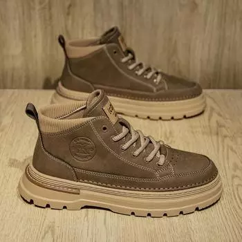 Low Top Boots for Men Fashion Leather Casual Shoes Men s Breathable Ankle Boots No-slip Mens Tooling Boots botas para hombre 39