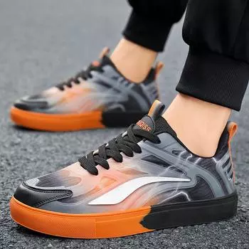 Low-top skateboard shoes men s spring new mesh not stuffy feet luminous non-slip soft sole casual sports trendy shoes 36