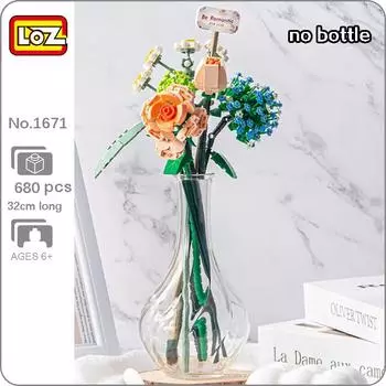 LOZ 1671 Вечный цветок, растение, ромашка, роза, лист гортензии, романтический знак, 3D мини-конструкторы, строительные игрушки для детей без коробки