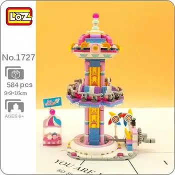 LOZ 1727 Dream Парк развлечений Drop Zone Башня Архитектура 3D Модель DIY Мини-блоки Кирпичи Строительная игрушка без коробки