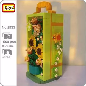 LOZ 1933 Вечный цветок, летнее растение подсолнечника, коробка для хранения ювелирных изделий, модель DIY, мини-конструкторы, строительные игрушки для детей, без коробки