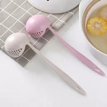 Ложка для супа, ковш, силиконовая кастрюля, ложки с длинной ручкой, ложка, дуршлаг, посуда, совок, посуда, ложка, кухонные аксессуары зелёный
