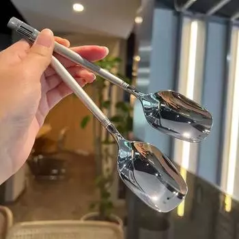 Ложка из нержавеющей стали креативная цветная корейская бытовая толстая ложка для риса ложка ложка суповая ложка большая круглая ложка One Size