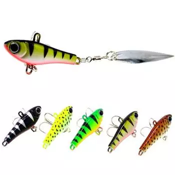 Ложка с басовой вибрацией и блестками, металлические воблеры, воблеры, приманка VIB, тройной крючок, металлическая рыболовная наживка