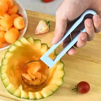 Ложки для дыни Инструмент для нарезки фруктов Нож для арбуза Ломтики Различные инновационные кухонные принадлежности Аксессуары Полезные вещи для дома синий