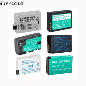 LP-E5 LP-E6 LP-E8 LP-E10 LP-E12 LP-E17 Аккумулятор для зеркальной камеры Canon EOS 550D/750D 5D/6D Mark II Kiss X70/X80 Rebel T3i/T4i/T5i и т. д. LP-E12