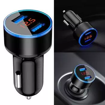 LTP Автомобильное зарядное устройство для телефона Быстрая зарядка Plug Play Светодиодный цифровой дисплей Двойной USB