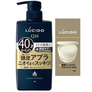 LUCIDO [Квази-лекарство] Лечебный дезодорирующий шампунь для кожи головы для мужчин, шампунь против запаха старения, набор без запаха, 450 мл + пробник включен (крем для кожи 2г)
