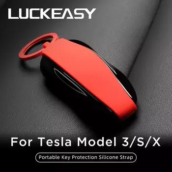 LUCKEASY для Tesla Model 3 Model S Model X 2017-2023 защитный чехол для ключа автомобиля чехол для ключа чехол для ключа чехол M3-GA34LRED