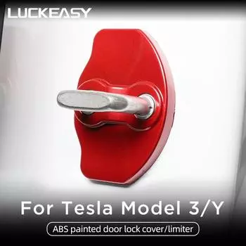 LUCKEASY для Tesla Model 3 Model Y 2017-2023, автомобильные аксессуары, защитные чехлы для дверных замков из АБС-пластика, нержавеющая дверная защелка M3-GA32L