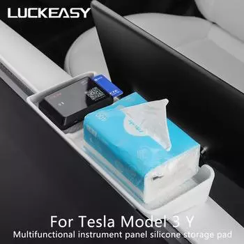 LUCKEASY для Tesla Model 3 Y-2023, автомобильная многофункциональная противоскользящая панель для приборной панели, аксессуары для интерьера, хранение мелких предметов M3Y-GA140BLACK
