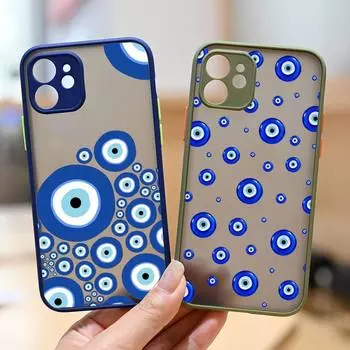 Lucky Evil Eye Blue Abstract Phone Case matte transparent For iphone 11 12 13 6 s 7 8 plus mini x xs xr pro max cover iPhone11pro