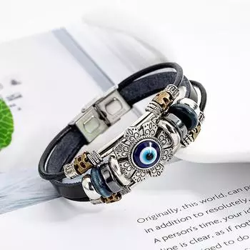 Lucky Eye турецкие браслеты от сглаза многослойный кожаный браслет ручной работы в стиле панк