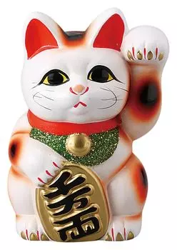Lucky Lucky 11 x 10 x 16 cm Small Coin Welcoming Left Tokoname Made in Japan Ale-net Cat, Cat, (H), White, Cat, No. 5, Hand, Ceramic, Ware, белый