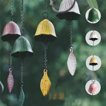 Lucky Temple Clear In Wind Chimes Single Leaf Подвесной колокольчик Аксессуары для дома Металлический ветряной колокольчик Железный ветряной декор Орнамент синий