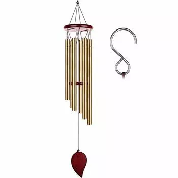 Lucky Wind Chime Silver / Gold 6 Tubes Aluminum Cосновое дерево Wind Chimes Подвесные украшения для дома, сада, спальни Decoraction серебряный