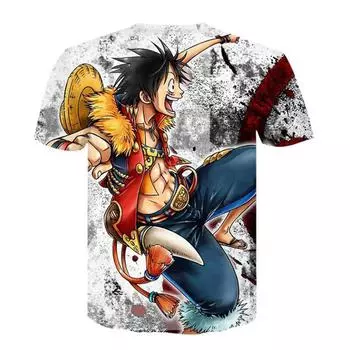 LUCKYFRIDAYF One Piece 3D Футболка Луффи Соломенная Шляпа Японские Аниме Смешные Футболки МУЖСКИЕ ЖЕНЩИНЫ О-образным Вырезом Черная Футболка С КОРОТКИМ РУКАВОМ 2XS