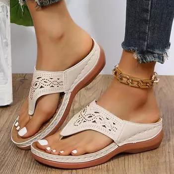 Lucyever Fashion Crystal Platform Flip Flops Women Lightweight Clip Toe Wedge Slippers для женщин Летние нескользящие пляжные сандалии 36 чёрный