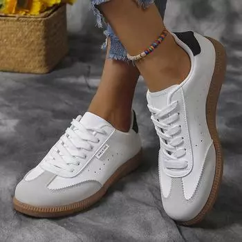 Белые туфли для скейтбординга Lucyever Flat Bottom, женские трендовые спортивные кроссовки со шнуровкой, женские дышащие повседневные туфли 36
