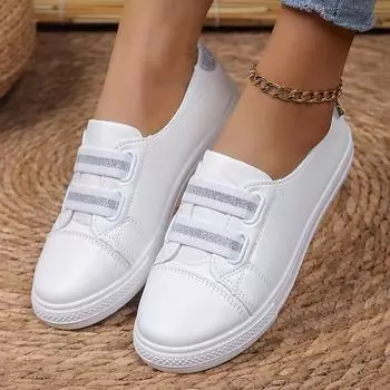 Lucyever Nurse Shoes Women Lightweight Comfortable Paillette White Flats Woman 2024 Autumn Non Slip Soft Sole Casual Shoes Mujer 35 серебряный