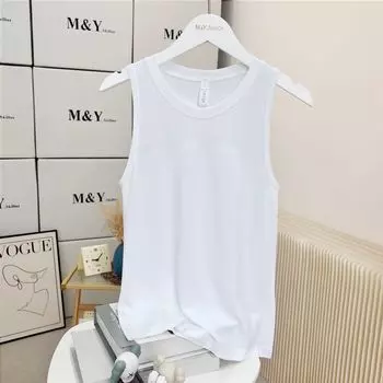 Lulu Same Style Nude Feel No Embarrassment Line Yoga Vest Women Outer Wear Sports Workout Clothes Quick-Drying T-shirt Top Sleeveless Clouds White M