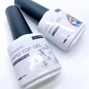 LULUGEL Gel Nail Hard Top Coat Base Coat 15g каждый Polish Nail Top Gel Base Gel Nail Top Gel Gel nail Nail Gel Hard Top Non-wipe Non-wipe (Основа и 15 г)