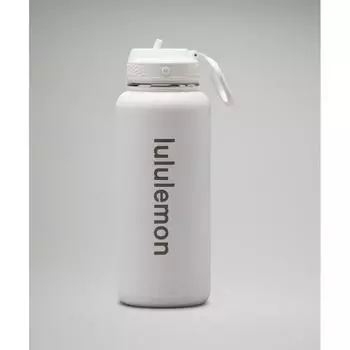 Lululemon Back To Life Sport Bottle 32oz Straw Lid White ONE SIZE
