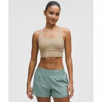 Lululemon Бюстгальтер Energy Longline со средней поддержкой, чашки BD, прозрачный дубовый XXS