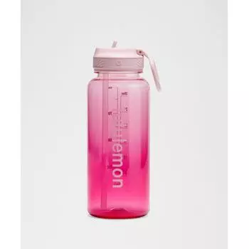 Lululemon Бутылка Back To Life прозрачная, 32 унции, соломенная крышка, розовая органза, страстная розовая дымка ONE SIZE