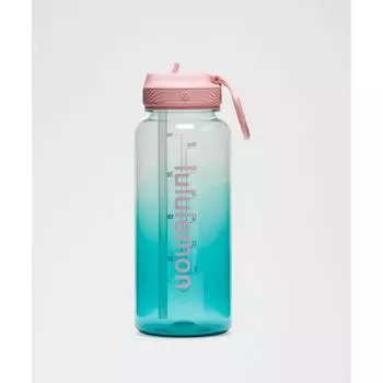Lululemon Бутылка Back To Life прозрачная, 32 унции, соломенная крышка, морской туман, звуковой бирюзовый, розовый дымчатый ONE SIZE