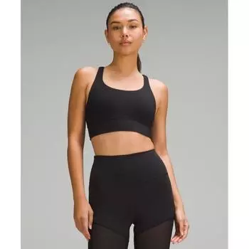 Lululemon Energy Longline Bra MeDium Support B D Cups Black 8