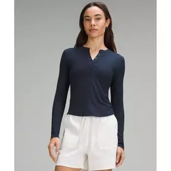 Lululemon Hold Tight Long Sleeve Henley True Navy 8