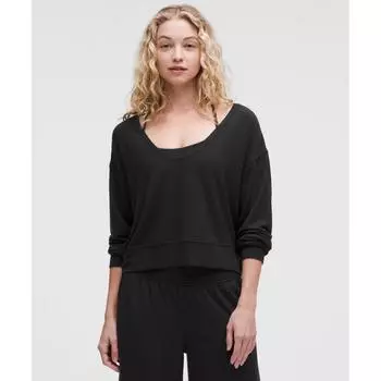 Lululemon Пуловер Becalm с круглым вырезом, черный XS