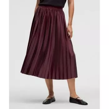 Lululemon Satin Pleated Midi Skirt Garnet XS
