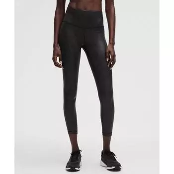 Lululemon Wunder Train High Rise Tight 25 Matte Foil Matte Shine Black 0/25