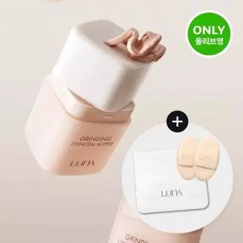 Luna [новый] Luna Grinding Conceal Butter Plan + Twin Rubicell Puff 2p Puff Pouch [Finger Puff 2P Gift] 01 Salmon Beige