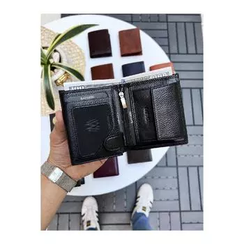 Luna Удобный футляр для монет Kibar из натуральной кожи, мужской кошелек, черный