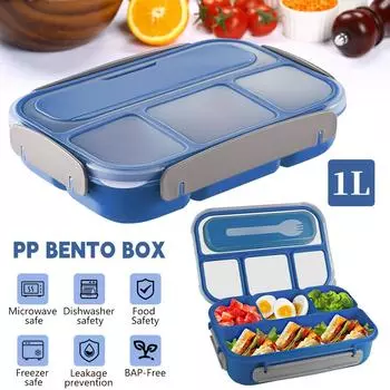 Lunch Box For Kids Compartments Microwae Bento Lunchbox Children Kid School Outdoor Camping Picnic Food Container Portable синий