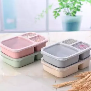 Ланч-бокс Штабелируемая коробка для бенто с 3 отделениями Многоразовые контейнеры для приготовления еды для детей Взрослые Крышка для сохранения свежести без BPA Легкий вес синий