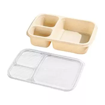 Lunch Box Takeaway Lunch Box Student Worker Lunch Box Compartment Plastic Lunch Box Portable Picnic Lunch Box One Size бежевый