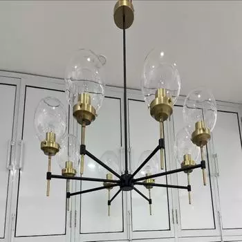 Люстра Modern Globe Mid Century Brass Antique And Matte Black Chandelier Lights Industrial Dcor
